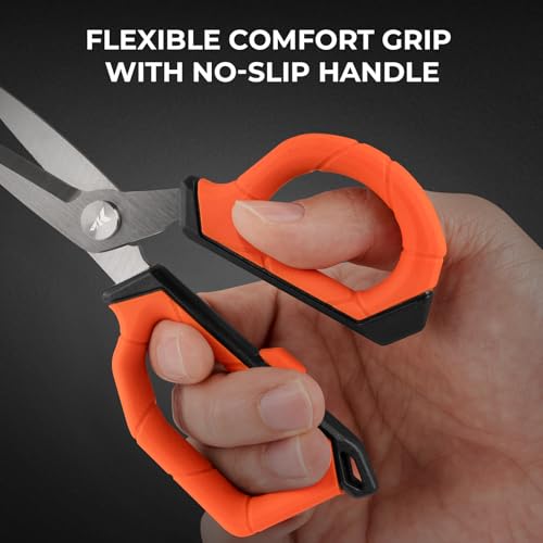 KastKing Paradox 6-inch Fishing Scissors for Braided Fishing Line, Fishing Line Cutters With Stainless Steel Blades and Non-Slip Rubber Handle, Protective Sheath With Built-in Hook Sharpener - style: C: 6" Braid Scissors