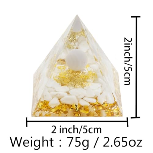 2inches Pyramid Decor Natural Crystal Energy Generator Pyramid Chakra Energy Crystal Pyramid Yoga Meditation Tool for Home Decoration Fengshui Ornaments Gift(2 inches Pyramid - White Agate) - color: 2 Inches Pyramid - White Agate
