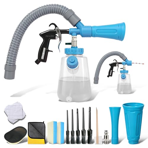 3IN1 Car Interior Detailing Air Blow Gun with Adjustable Air Flow Nozzle, Quickly Blasts Dirt, Car Detailing Kit, Works with Air Compressor (Upgrade Rotate Tube) PU Tube - color: PU Tube