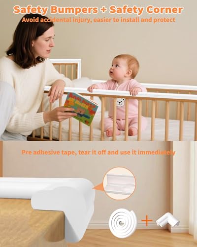 Edge Corner Protector Baby Proofing, 6.56FT 0.6'' Thicken L-Shape Furniture Fireplace Safety Bumper Guard with 6 Corners, Pre-Taped, Soft NBR Rubber Foam, Table Edge Protector for Baby(White-gray) - color: White, size: 0.6''Th (6.56ft)