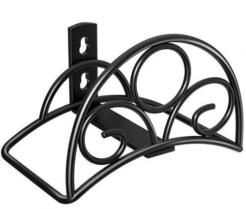 Metal Garden Hose Holder - Wall Mounted Water Hose Holder - Hose Hanger Heavy Duty for Water Hose Extension Cords Vacuum Hose - color: Black