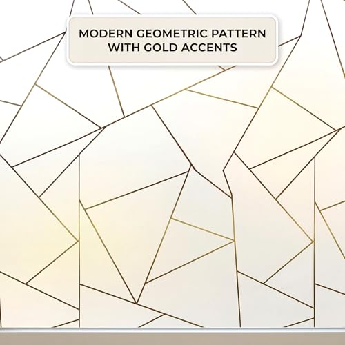 Privacy Window Film White Irregular Geometry No Glue Glass Sliding Door Tints Static Cling Covering Contact Paper Decals,UV Rejection/Heat Control/Easy Removable Stickers for Home Office,17.5x78.7In. - color: Triangle White, size: 17.5''x78.7''