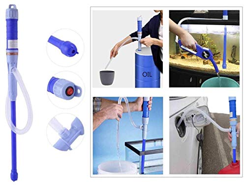 2 Pack Battery Powered Water Diesel Gas Oil Transfer Pump Portable Hand Held Electric Plastic Liquid Pumping Manual Sucker Pump for Fuel,Oil,Water,Gas,Fish Tank (2 Pack Blue)