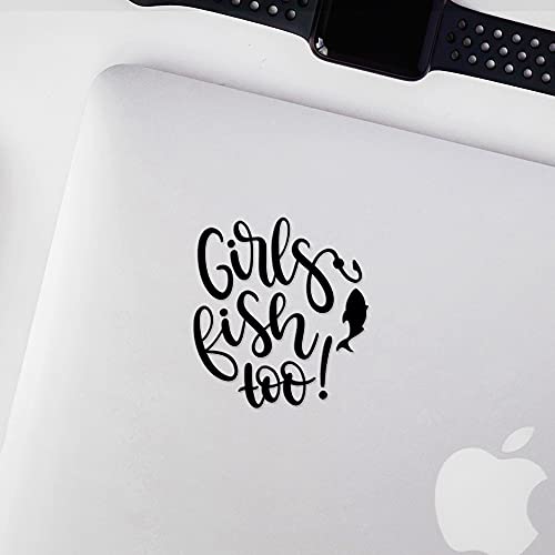 Decal Stickers of Girls Fish Too (Black) (Set of 2) Premium Waterproof Vinyl Decal Stickers for Laptop Phone Accessory Helmet Car Window Mug Tuber Cup Door Wall - BICVER1c33531BLW19Y24 - color: Black, size: 3.8'' x 4.1''