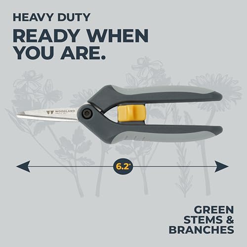 Woodland Tools Hydroponic Snips – Heavy Duty Flower Snips with Nano Tip Stainless Steel Trimming Scissors, Soft Grip, Spring Loaded, Blade Cover – Precision Plant Scissors and Bud Trimmer - style: Heavy Duty Snip