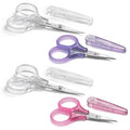 PAFASON Small Travel Craft Scissors Set Straight Curved Precision Tip All Purpose for Scrapbooking Quilting Sewing Knitting Embroidery Cross Stitch Crochet Thread Yarn Paper Detail Cutting Safety Case - style: Modern