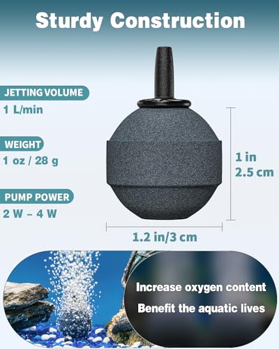 Pawfly Aquarium 1.2 Inch Air Stone Ball Bubble Diffuser Release Tool for Air Pumps Fish Tanks Small Buckets and Koi Ponds, 6 Pack - size: 1.2 Inch
