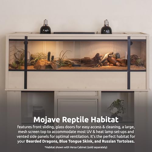 New Age Pet ECOFLEX 60" Wide X-Large Reptile Habitat, Mojave Lounge for Snakes, Tortoises & Lizards in Maple, Black & Grey, Easy Assembly, Sliding Glass Doors & Mesh Top - color: Tan, size: Extra Large
