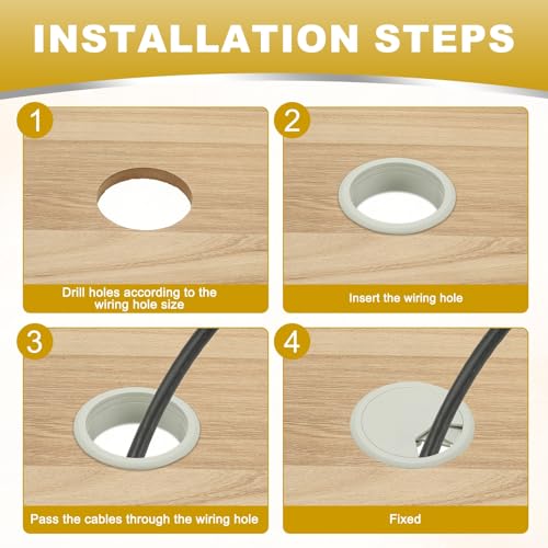 M METERXITY 8-Pack Cable Hole Cover, 2.3 Inch 59mm ABS Desk Cable Wire Cord Grommet Hole Cover for Home/Office Desktop Wire Organizer [Gray] - color: Gray, size: 2.3"