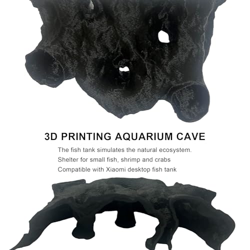 LIYAOLI Aquarium Ornaments Cave Tunnel with Viewing Ports | Fish Tank Decoration Hideout for Pleco, Shrimp & Corydoras | Substrate-Friendly Design & Sinking Base - color: Black