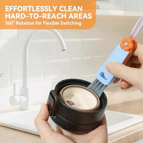 3 in 1 Cup Lid Gap Cleaning Brush Set, Multifunctional Bottle Clean-ing Brush, Cup Lid Gap Cleaner, Home Kitchen Crevice Cleaning Brush Tools (Blue) - color: Blue