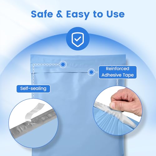 Metronic Poly Mailers 12x15.5 100 Pack, Medium Size Shipping Bags for Clothing, Strong Self-Seal Mailers Poly Bags Shipping Envelopes, Thick Mailing Bags Package Bags for Small Business, Light Blue - color: Light Blue, size: 12x15.5 100PC