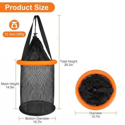 Persei Floating Fishing Basket for Live Caught, Collapsible Fishing Net Storage Cage, Portable Live Well for Keeping Fish, Crawfish and Freshwater Saltwater Fishing
