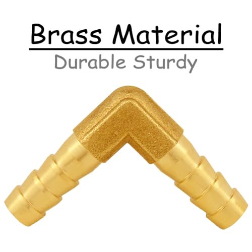 Uenede 6PCS Solid Brass 1/4"OD Barb Elbow Fittings 2-Way 90 Degree L Right Angle Barbed Fitting for Water/Oil/Gas - size: 1/4" Barb, style: Elbow (2 Way)