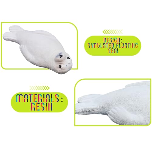 1 Piece Resin Floating Seal Statue, Simulated Realistic Animal Sculpture Figurine, Floating Sea Lion Ornament for Pool, Pond, Aquarium, Fish Tank & Home Garden Decoration - color: White