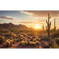 Sunset Desert Reptile Habitat Background Silhouette of Saguaro Cactus Arid Mountain Range Terrarium Background Cacti Sand with Dunes Aquarium Background Desert Mountain Fish Tank Background 30x12in - color: Cactus Orange, size: 30(W)x12(H)in