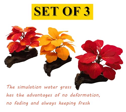 M2cbridge Artificial Fish Tank Plants Silk Aquarium Plastic Plant Aquatic Water Grass Foreground Decor(3PCS Small Colorful) - color: 3pcs Small Colorful