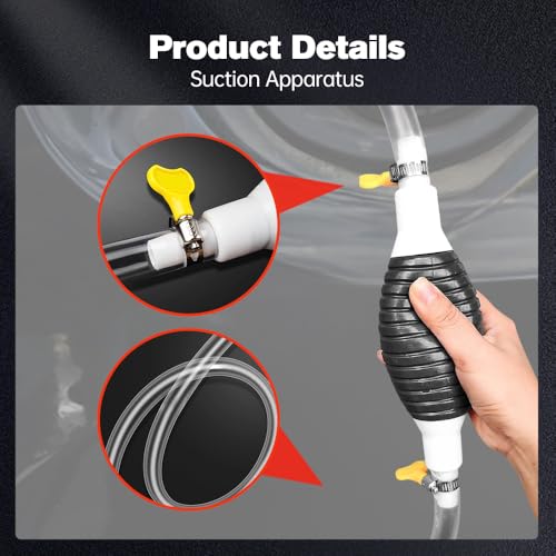 Multifunctional Liquid Siphon Pump, Large Diameter Manual Fluid Extractor for Gasoline, Motor Oil, Fuel, Diesel, Water, Fish Tank, Aquarium, Home Use - With 3.2/4.9/6.5/9.8ft Hose (With 3.2ft Hose)