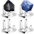 Yalikop 4 Pcs Rock Display Stand Clear Acrylic Mineral Geode Display Stand Square Picture Holder for Fossil Coral Geodes Rock Mineral Agate Small Collectibles (3.74 x 2.76 x 3.39 Inch) - size: 3.74 x 2.76 x 3.39 Inch