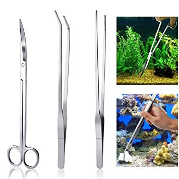 Aquarium Plants Tools, Aquascaping Tweezers Scissor Spatula Tool Stainless Steel Aquarium Tank Aquascaping Tools Set for Fish Starter Kits (3pc/4pc/5pc) (4 PCS) - size: 4 PCS