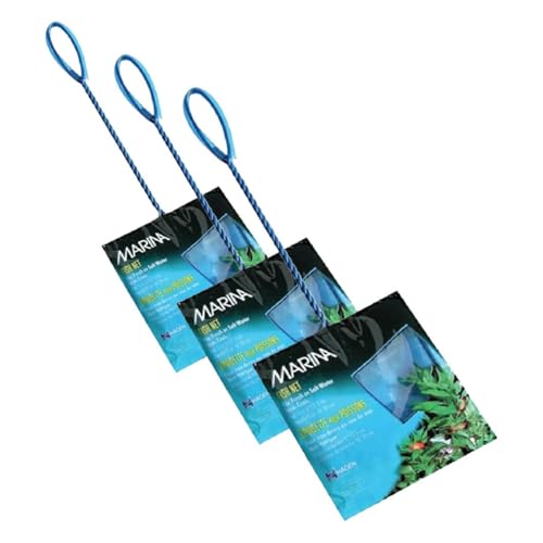 Marina 5-Inch Blue Fine Nylon Net with 10-Inch Handle, Aquarium Maintenance Tool, Blue, 11275 (Pack of 3) - size: Medium - 5" (Pack of 3)