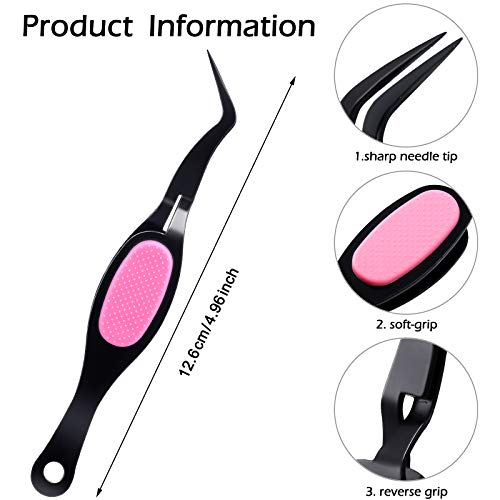 Mudder 3 Pieces Reverse Craft Tweezers Crossing Lock Tools Stainless Steel Tweezers Grip Precision Curved Beading Jewelry Tools for DIY Craft Supplies