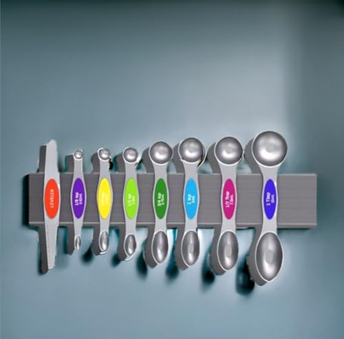 Magnetic Measuring Spoons Set with Strong N45 Magnets, Heavy Duty Stainless Steel Metal, Fits in Most Kitchen Spice Jars for Baking & Cooking, BPA Free, Multicolor - color: Measuring Spoons Set(Colorful)