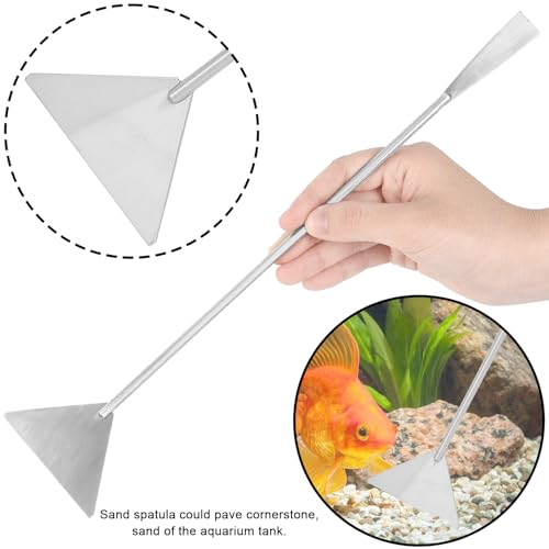 Aquarium Aquascaping Tool Stainless Steel Aquascape Tools Kit 4 in 1 Anti-Rust Fish Tank Starter Kit with Tweezers Scissors Spatula for Aquarium Plants (Silver) - color: Silver