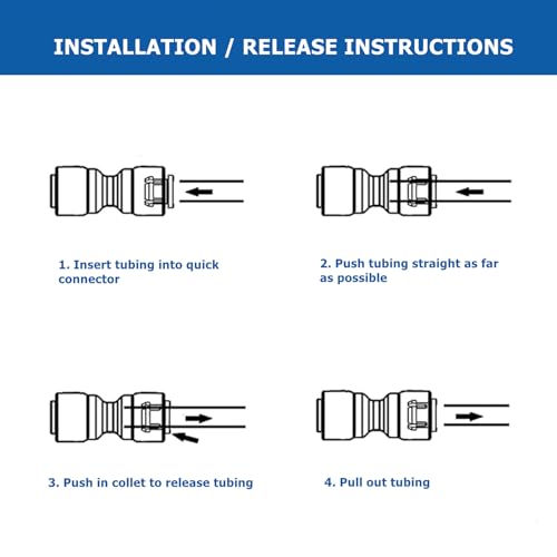 10 PCS OD Reducing Union Connector 1/4 inch to 3/8 inch OD Quick Straight Push Connector Water Tube Pipe Fitting Kit for RO Water Systems Purifiers Filters - style: 3/8" -1/4"straight connect(10)