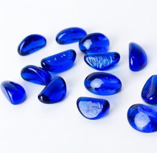 Hewnda Glass Stones, 1Lb/460g Dark Blue Pebbles, Aquarium Gravel for Fish Tank Decorative Vase Filling