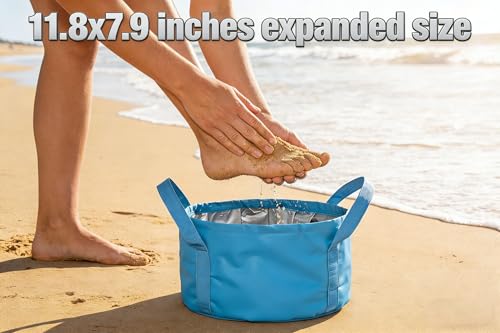 Foldable Washing Basin, Portable Travel Outdoor Collapsible Bucket Foot Soak Bucket Heat Preservation Waterproof (Blue)