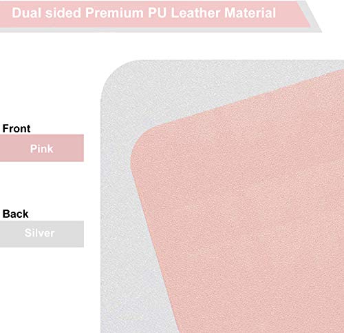 SUJAYU Dual Sided PU Leather Desk Pad, Mouse Pad, Office Desk Mat, Non-Slip Laptop Desk Pad, Waterproof Desk Writing Pad for Office and Home (23.6" x 11.8", Pink+Silver) - color: Pink+silver, size: 11.8" x 23.6"