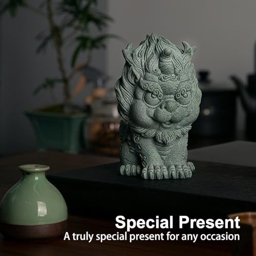 Feng Shui Ornaments Fish Tank Foo Dogs Bonsai Aquarium Fish Tank Statue Asian Oriental Aquarium Statues Qi Lin Figurines for Garden Fish Tank Bonsai Decoration Desktop Attract Wealth and Luck (S)