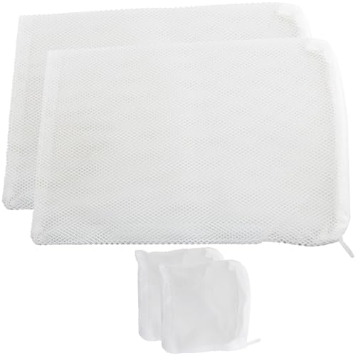 DGZZI 4PCS Fish Tank Filter Bags Reusable Media Mesh Bags with Zip Ring Bags for Aquarium Fish Tank Filter Material White