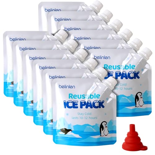 12 Pack 7x7 Inch / 10x10 InchReusable Long Lasting Ice Packs for Cooler, Reusable Ice Packs for Lunch Box, Lunch Bags for Beach, Fishing, Camping - size: 7x7in/12Pack