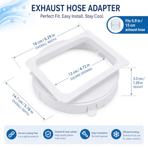 Portable Air Conditioner Exhaust Duct Interface 5.9 Inch Square to Round Adapter for Midea KY25 JHS Vissani - Please Confirm Size & Shape Before Purchase - style: KY 25
