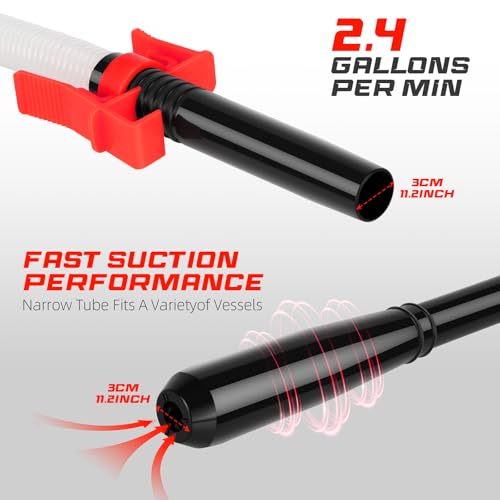 Portable Transfer Pump Battery Operated Electric Siphon Pump for Gas, Fuel, Diesel, Water Transfer 2.4 GPM Flow Oil Extractor, 47" Hose-Easy to Use Hand Fuel Pump, Multi-Use Siphon Transfer Pump(Red) - size: 1 Pack Red