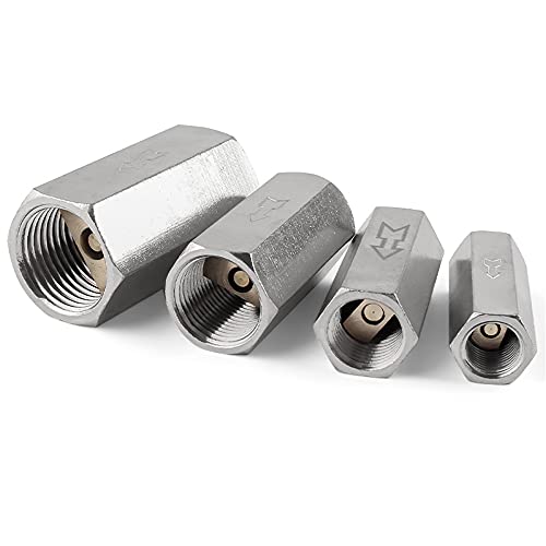 Air Check Valve G1/4" Female Threaded Full Ports One Way Silver Water Brass Non Return Check Valve (Pack of 2) - size: 2PCS