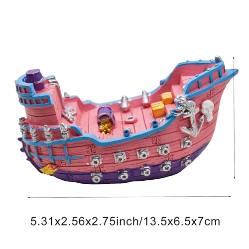 2Pcs Mini Pirate Boat Model Decoration 5.3 Inch Miniature Resin Mediterranean Ship Figurines Ornament for DIY Fish Tank Aquarium Ocean Theme Party Desktop Decors