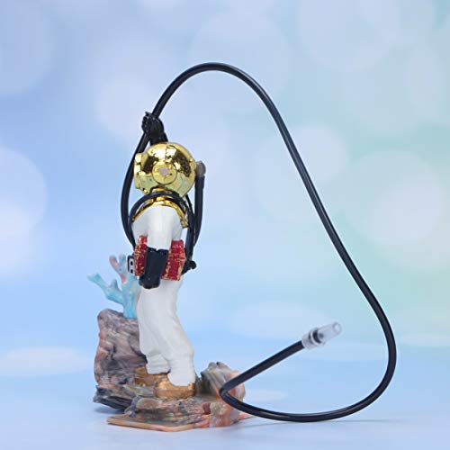 POPETPOP Aquarium Diver Sculpture Fish Tank Decoration with Bubble Effect for Fresh and Saltwater Tanks Resin Floating Scuba Diver Ornament 3.54X2.95X1.18In Desktop Landscape Accessory