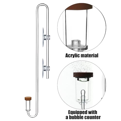 DONGKER Aquarium CO2 Diffuser,Acrylic Hanging CO2 Atomizer with Suction Cups & Bubbler Counting Function for 4mm/0.16" I.D. CO2 Tube