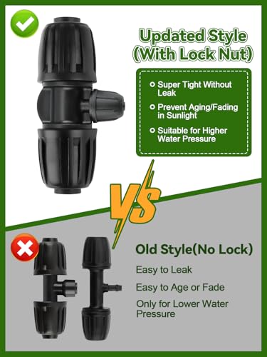 Kalolary 20PCS Locked Barbed Tee Connectors, 1/2” to 1/4” Drip Irrigation Fittings Kit 12/16mm to 4/7mm Tube Lock Female Connector 3-Way Barbed Lock Irrigation Parts for Watering System (Black) - color: Black 1/2" to 1/4" 3-Way