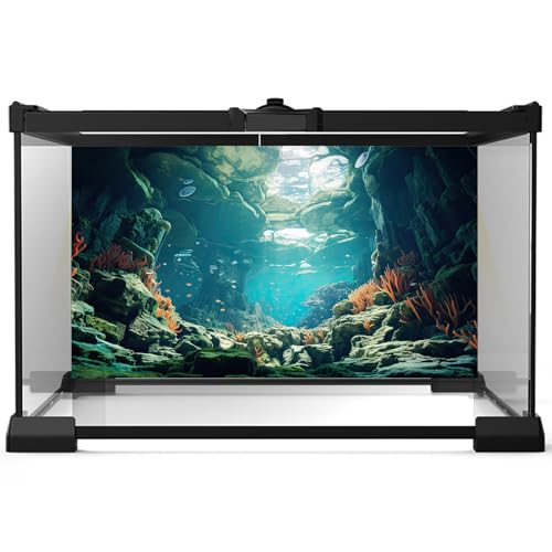Aquarium Background Ocean Floor Fish Tank Background Underwater Coral Reef Stone Aquarium Backdrop Under Water Seaweed Background Cave Sunlight Backdrop Decoration Backdrops Vinyl 24x12in - color: Undersea Blue, size: 24(W)x12(H)inches/ 60(W)*30cm(H)