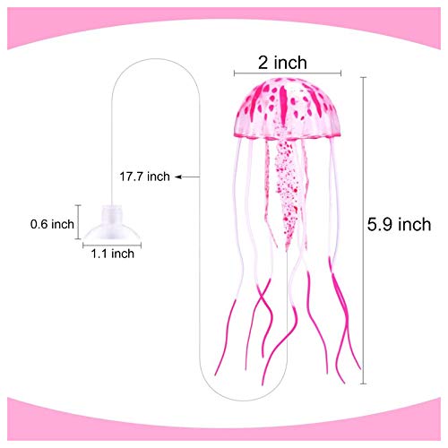 WishLotus 2 PCS Jellyfish Fish Tank Decorations, Simulation Jellyfish Plant Ornament, Fish Tank Jellyfish Glow Decorations, Fishtank Decorations for Various Aquarium (S, Pink) - color: Pink, size: Small