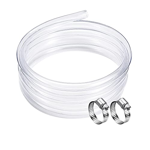 DAVCO 3/4" ID - 25 ft Clear Vinyl Tubing, Low Pressure Flexible PVC Tube, Heavy Duty UV Chemical Resistant Lightweight Plastic Vinyl Hose, BPA Free and Non Toxic, with 2 Stainless Clamps - size: 3/4"ID, style: 25 Feet