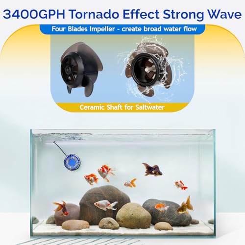 hygger Strong Wave Maker For Aquarium Magnetic DC Powerhead Adjustable Fish Tank Circulation Pump with Guard Controller for 75-220 Gallon Freshwater Saltwater 3400 GPH - size: Large