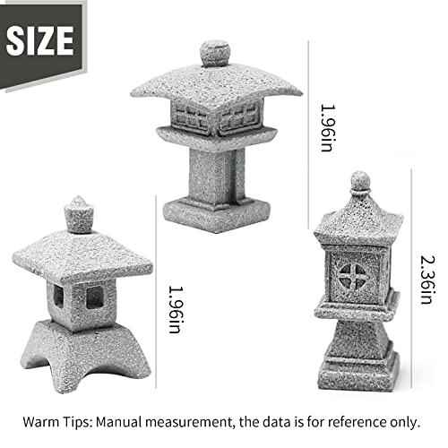 Saihisday 3pcs Miniature Pagoda Statues Japanese Style Pagoda Lantern Asian Decor Square Chinese Pagoda Statue for Zen Garden Indoor Outdoor Decor Micro Rockery Landscape Kit - size: Square Pagoda Statue