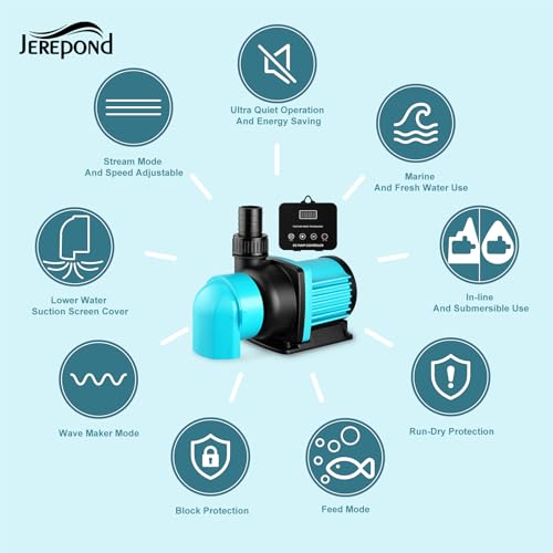 3450GPH Aquarium Return pump with LCD display controller, DC 24V 95W aquarium pump for saltwater freshwater aquarium,fish tank,sump,20 speeds ECO Quiet Submersible and inline pump - style: 3450GPH 95W