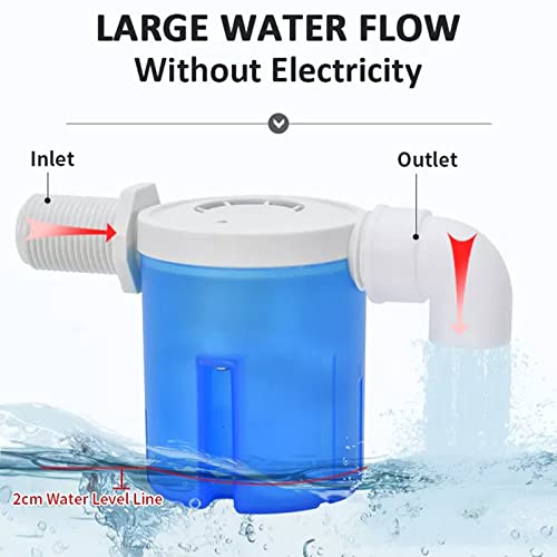 Float Valve 1" Top Inlet Male Automatic Water Level Control Valve for Tanks, Towers, Pools, Troughs, Aquariums - Blue - size: 1" Top Inlet