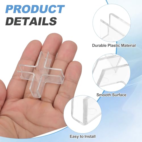 uxcell 24Pcs Plastic Glass Connector, Suitable for 6mm Thick Cross Shaped Glass to Glass Clamp, Fixing Bracket Rimless Clip Holder for Aquarium Fish Tank Display Shelves, Transparent - color: Transparent, size: 6mm